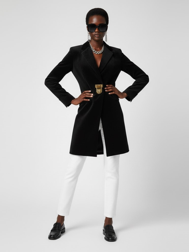 Black Tailored Coat with Clasp - DOWNTOWN BROOKLYN: New Collection COUTURE in BROOKLYN - BYMANYC ® New York-0