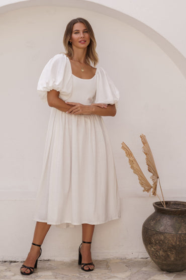 Cherie Puff Sleeve Midi Dress-5