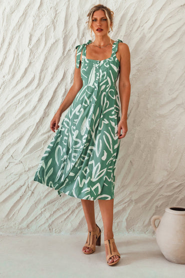 Mia Vita Button Down Dress With Ties-5