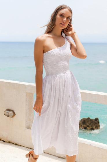 Sienna One-Shoulder Shirred Dress (Sale)-6