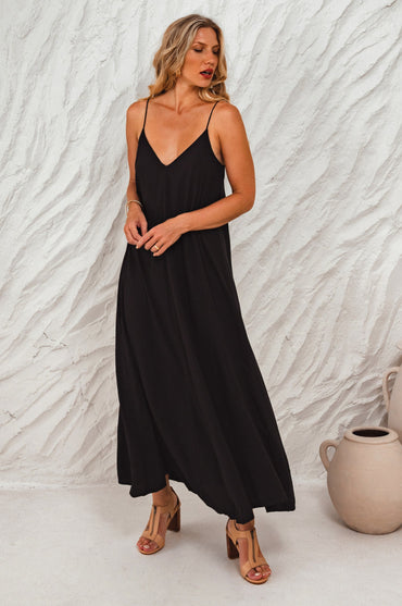 Silky Wind Strappy Maxi Dress-0