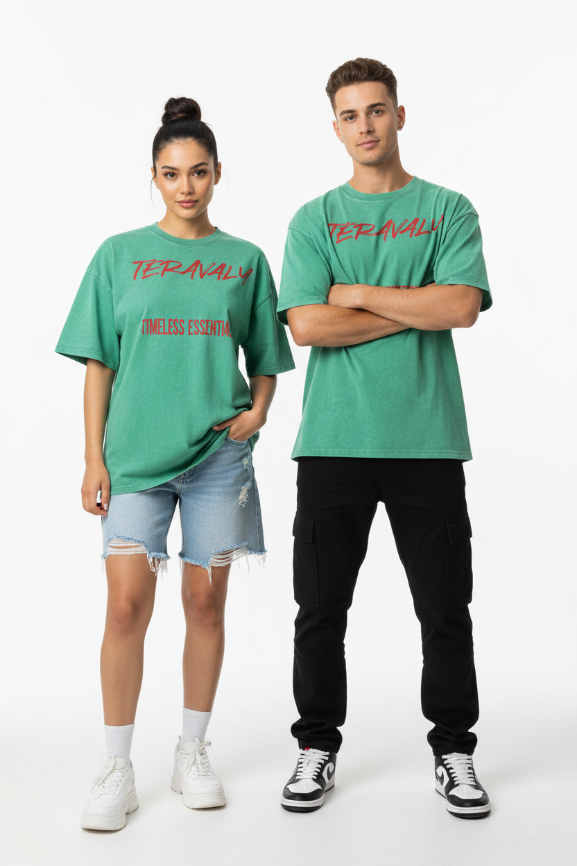 Snow Washed Oversized Cotton T-Shirt