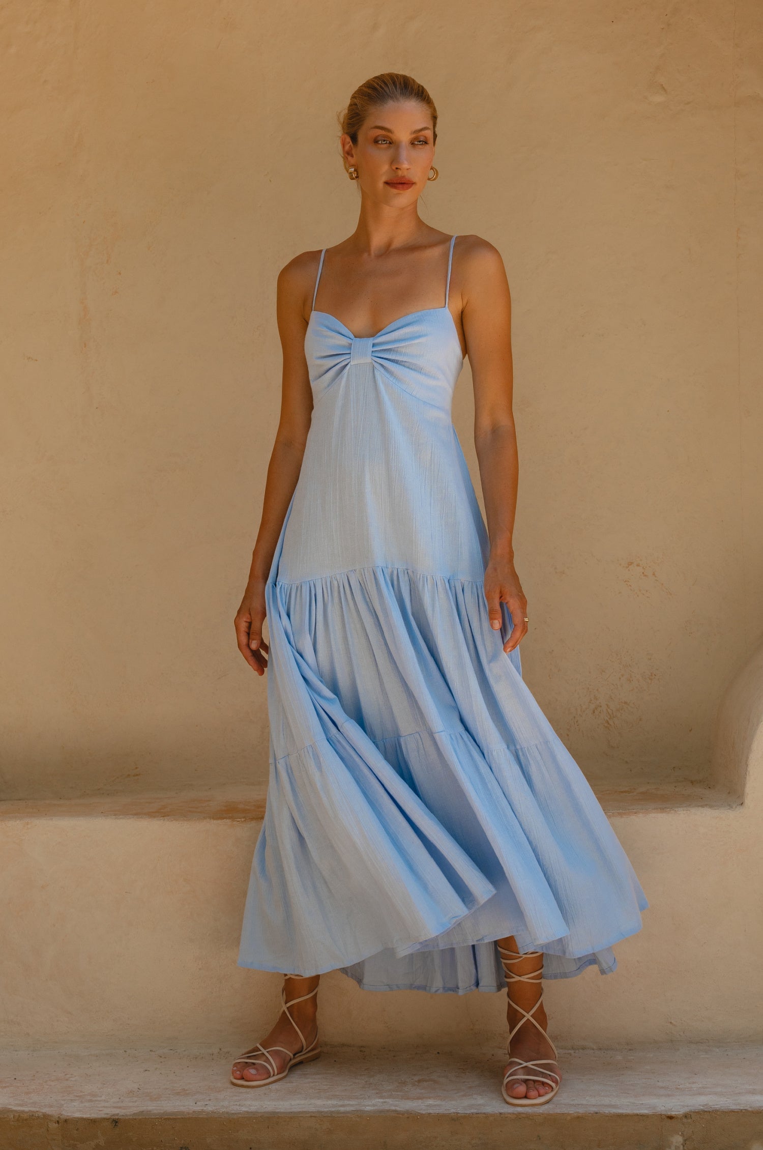 Aurelia Linen Maxi Dress Lightweight Smocked Adjustable Straps Summer Dress-6