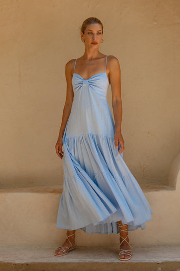 Aurelia Linen Maxi Dress Lightweight Smocked Adjustable Straps Summer Dress-6