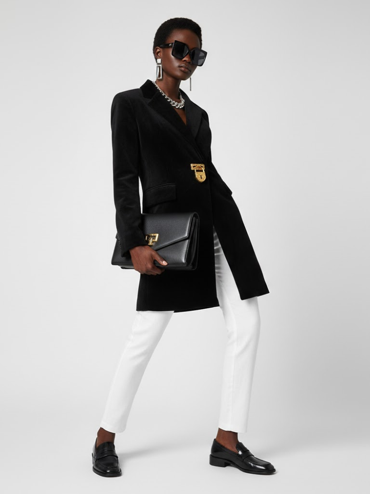 Black Tailored Coat with Clasp - DOWNTOWN BROOKLYN: New Collection COUTURE in BROOKLYN - BYMANYC ® New York-1