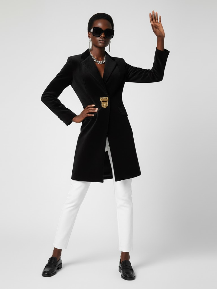 Black Tailored Coat with Clasp - DOWNTOWN BROOKLYN: New Collection COUTURE in BROOKLYN - BYMANYC ® New York-2
