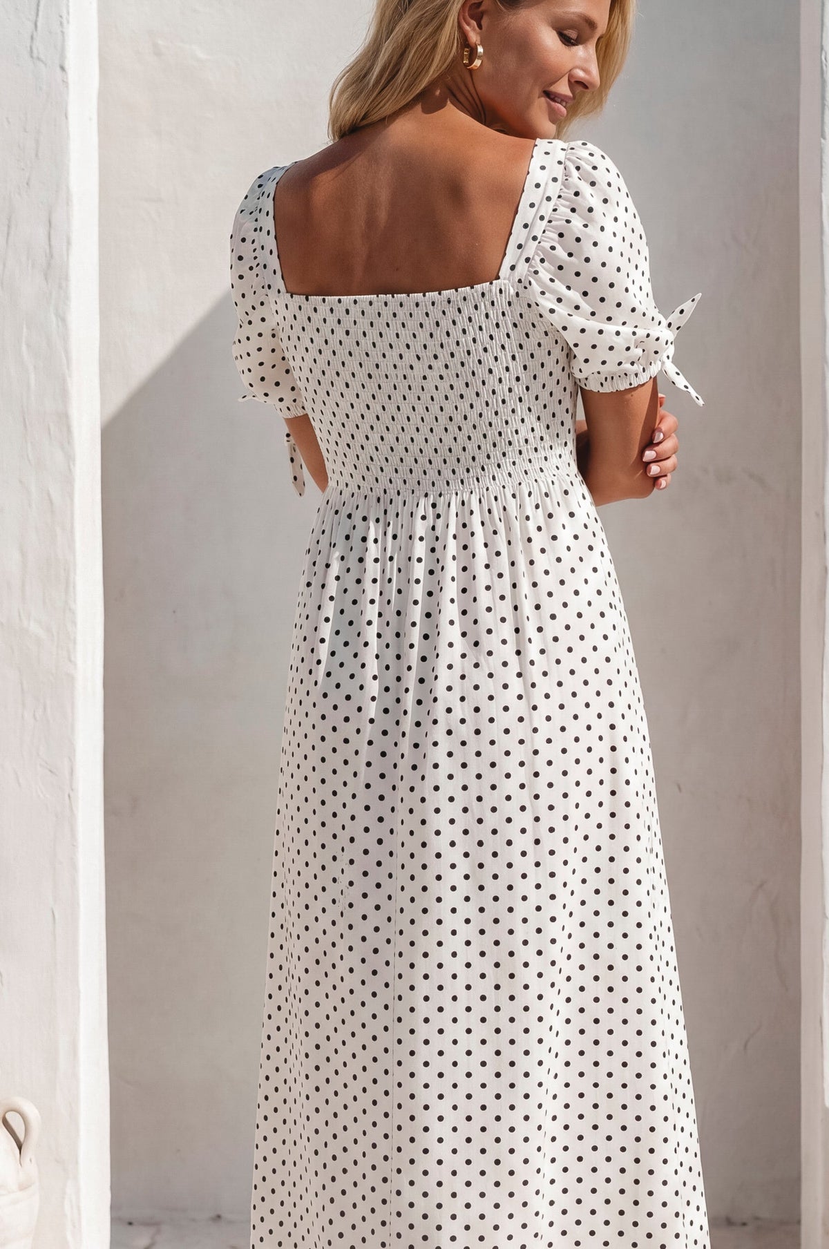 Cala Luna Puff Sleeve Midi Dress-2
