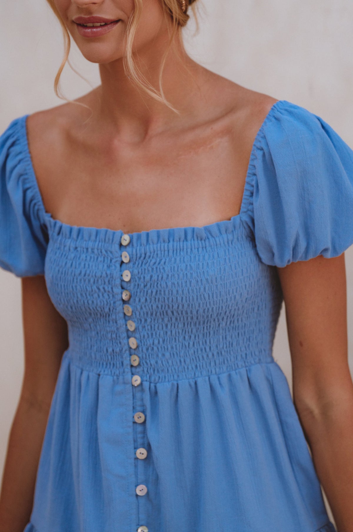 Catalina Smocked Linen Mini Dress (Sale)-1