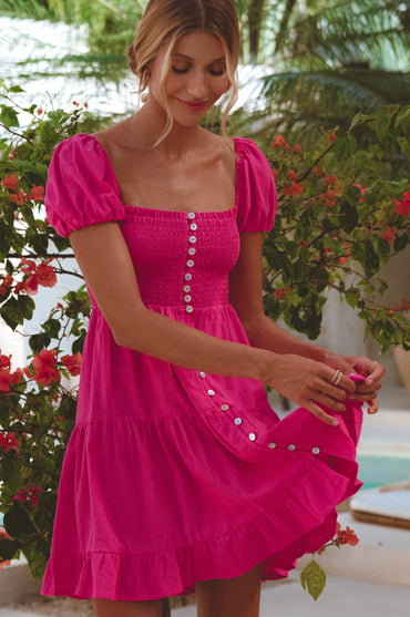Catalina Smocked Linen Mini Dress (Sale)-5