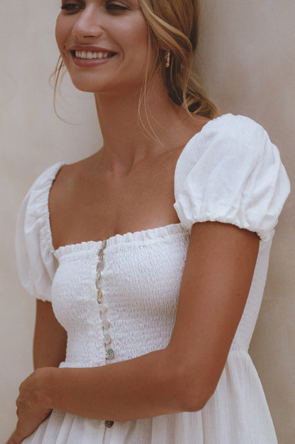 Catalina Smocked Linen Mini Dress (Sale)-4