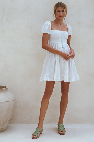 Catalina Smocked Linen Mini Dress (Sale)-1