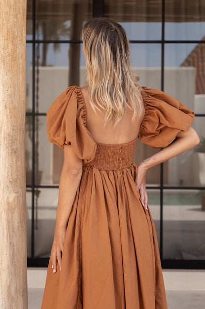 Cherie Puff Sleeve Midi Dress-2
