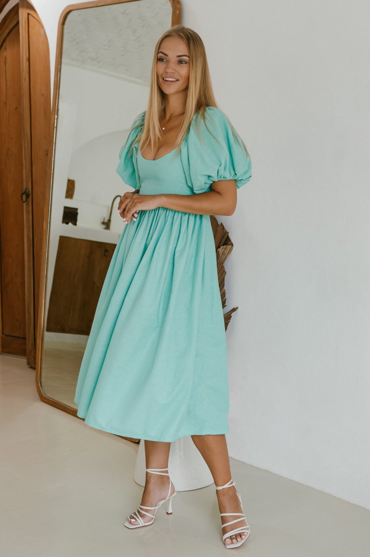 Cherie Puff Sleeve Midi Dress-3