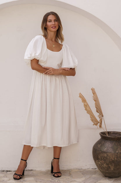 Cherie Puff Sleeve Midi Dress-8