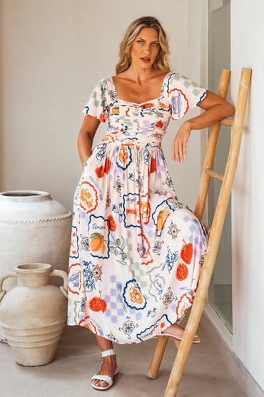 Clemente Gathered Midi Dress-5
