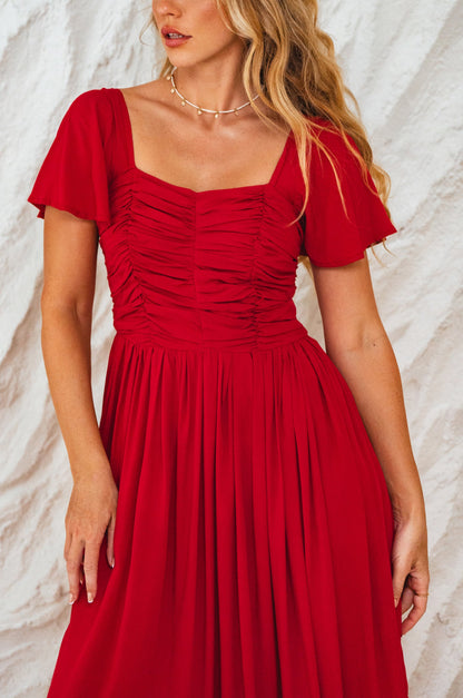 Clemente Gathered Midi Dress-1