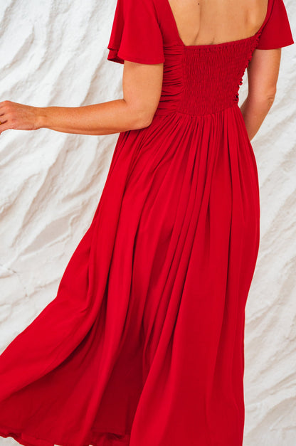 Clemente Gathered Midi Dress-2