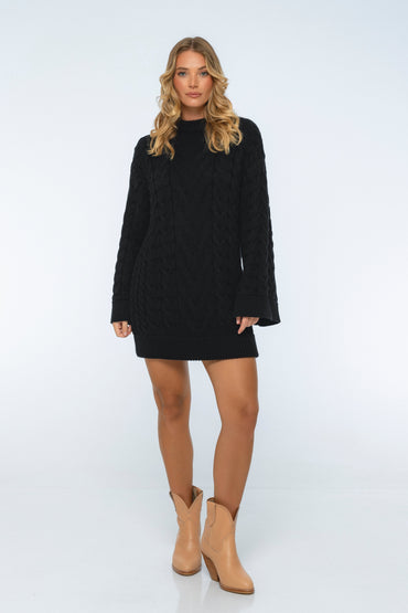 Cozy Cable-Knit Sweater Dress-6