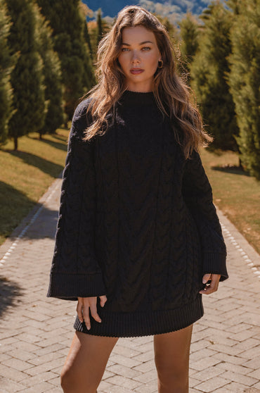Cozy Cable-Knit Sweater Dress-1