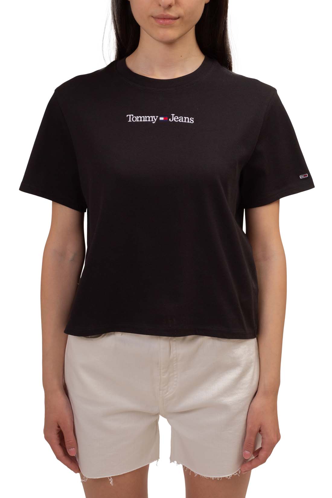 TOMMY JEANS – Boxy T-Shirt für Damen mit linearem Logo