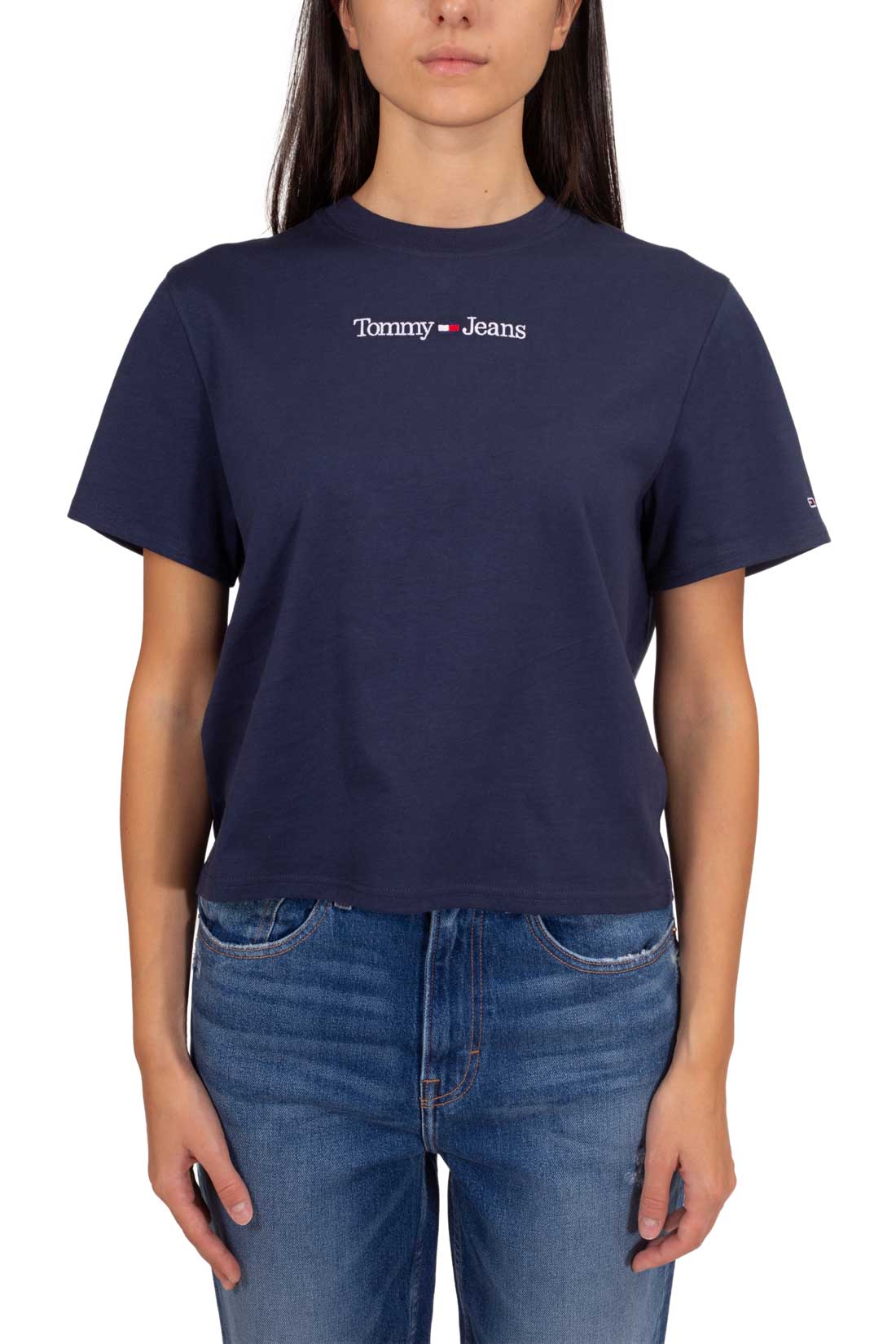 TOMMY JEANS – Boxy T-Shirt für Damen mit linearem Logo