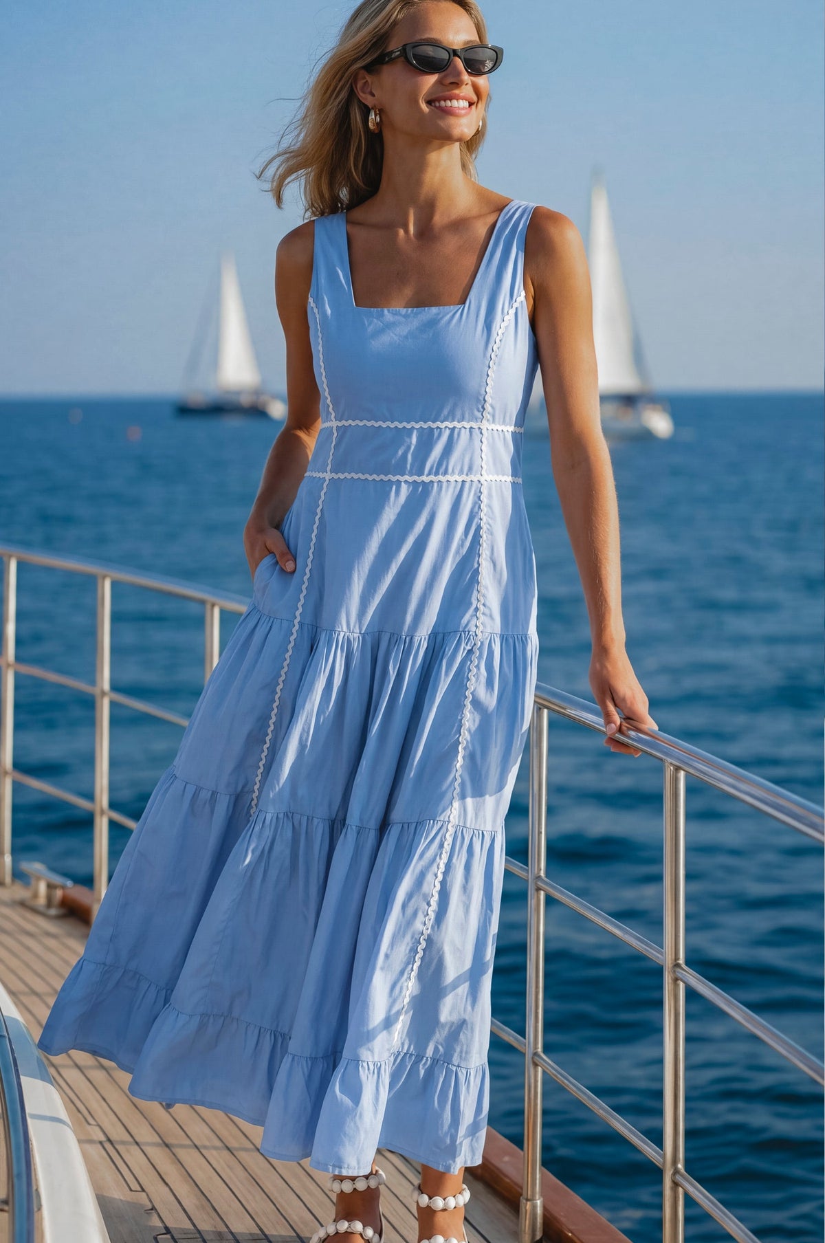 Elysia Cotton Tiered Maxi Dress-4