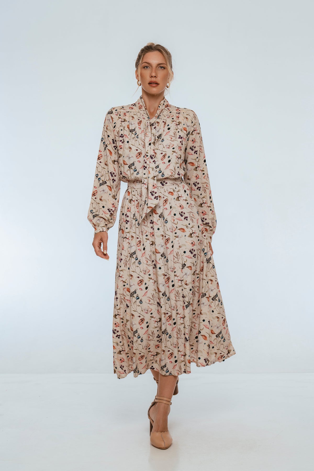 Evelina Long Sleeve Midi Dress-7