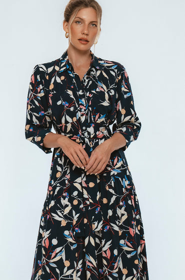 Evelina Long Sleeve Midi Dress-0