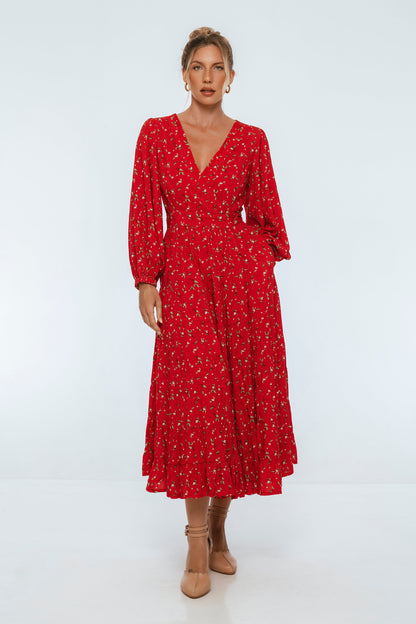 Flamenco Boho Wrap Maxi Dress-5