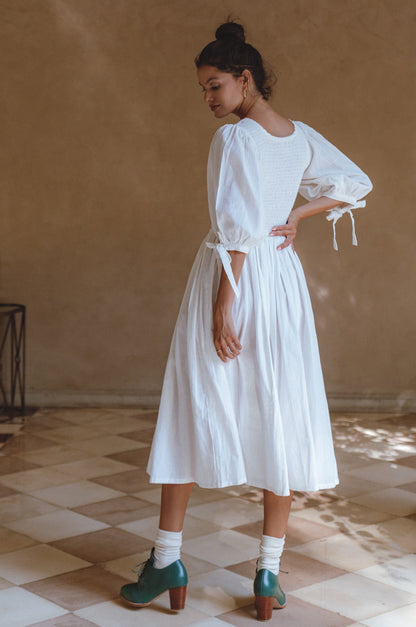 Freya Smocked Linen Midi Dress-4