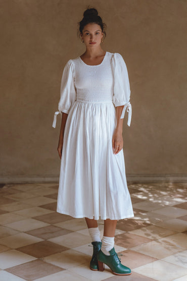 Freya Smocked Linen Midi Dress-1