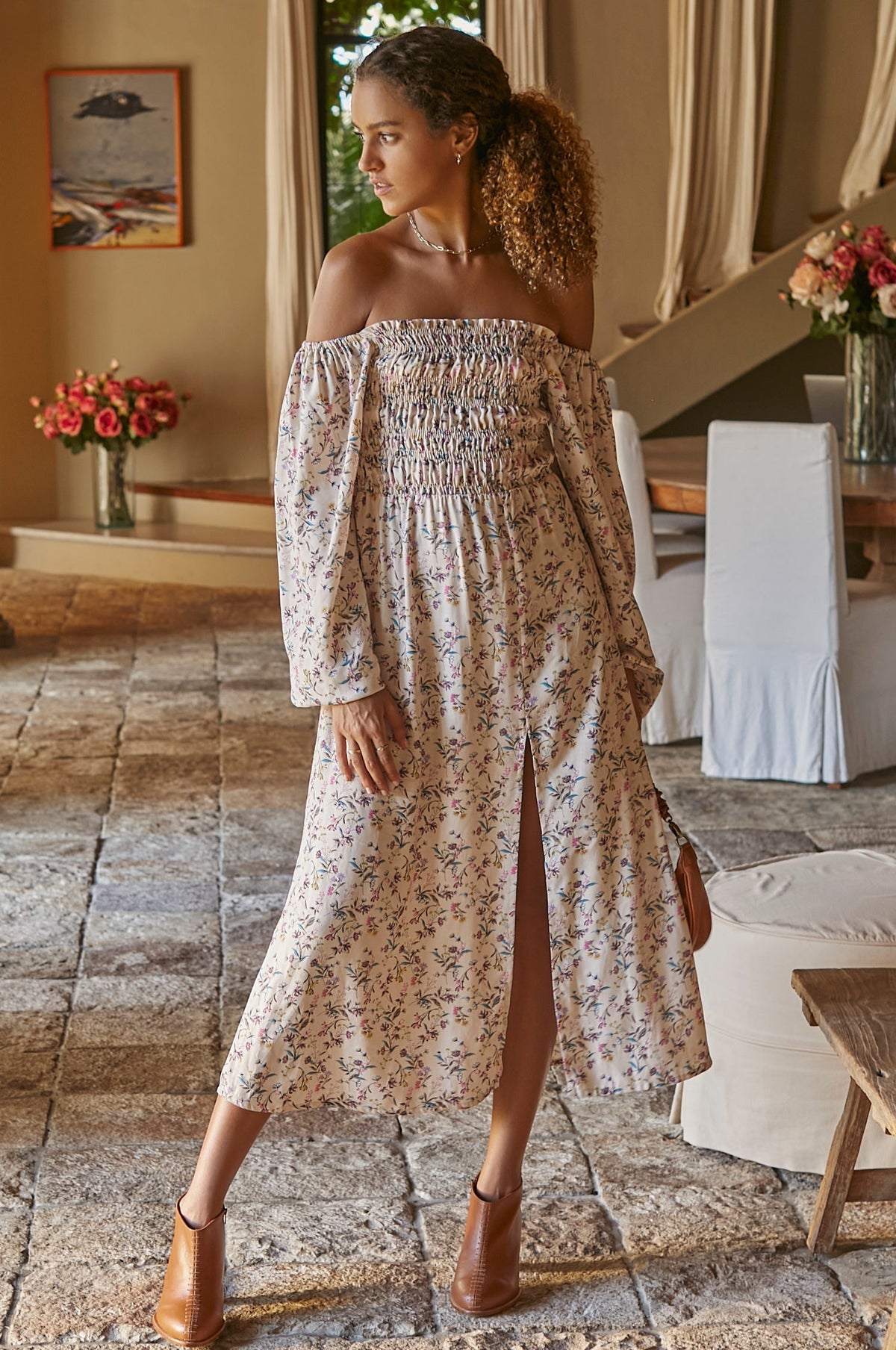 Love Story Smocked Off Shoulder Dress (Sale)-3