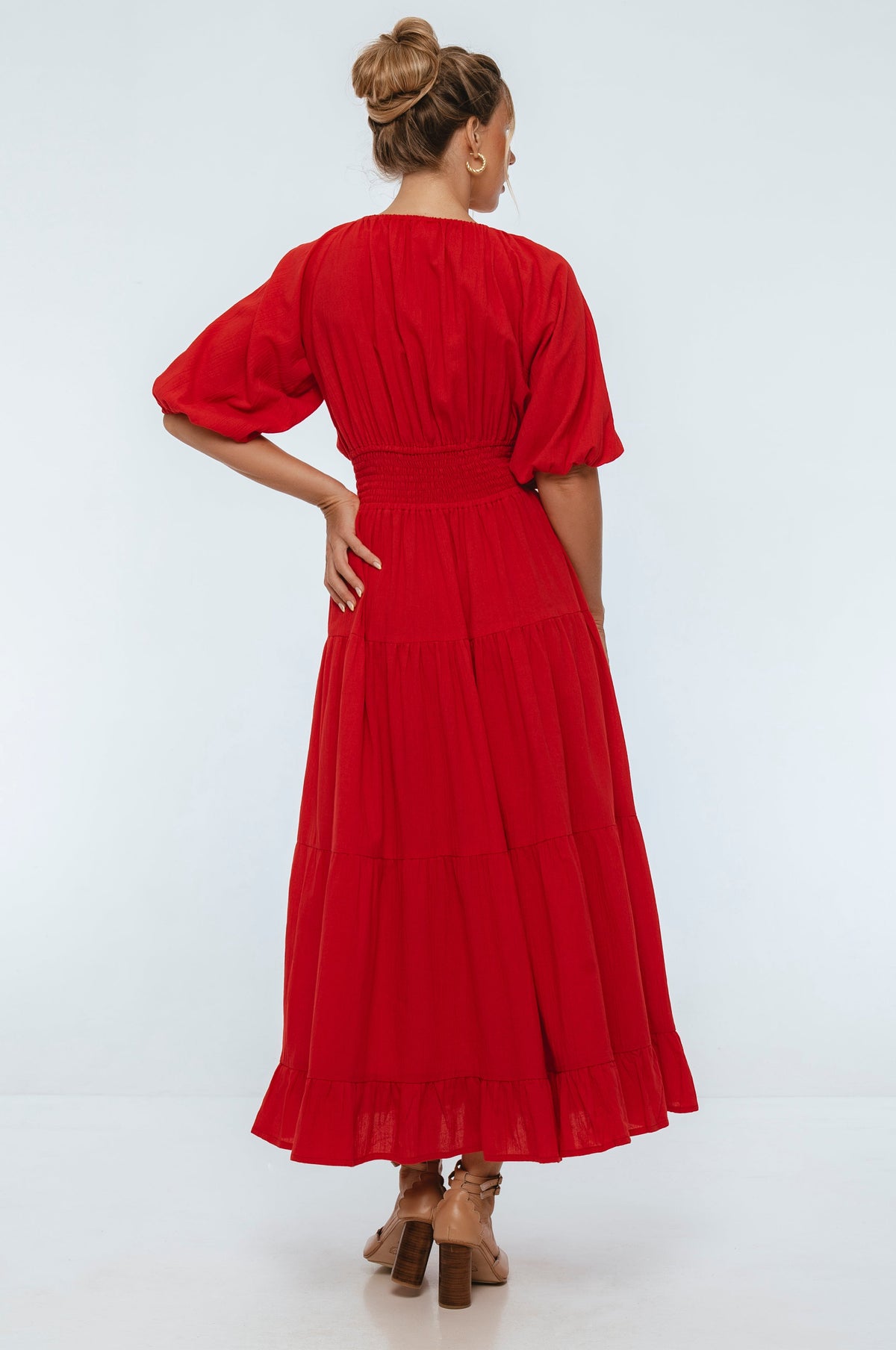 Lucienne Smocked Linen Maxi Dress-2