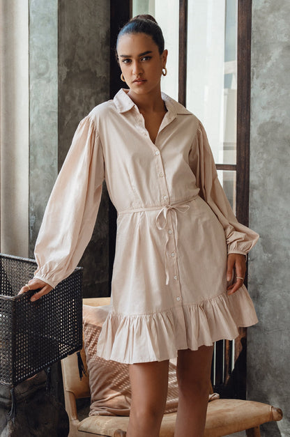 Malina Button Down Cotton Mini Dress (Sale)-6