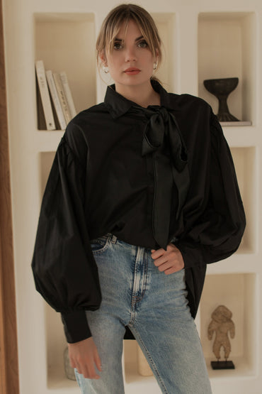 Merci Balloon Sleeve Oversized Shirt -1