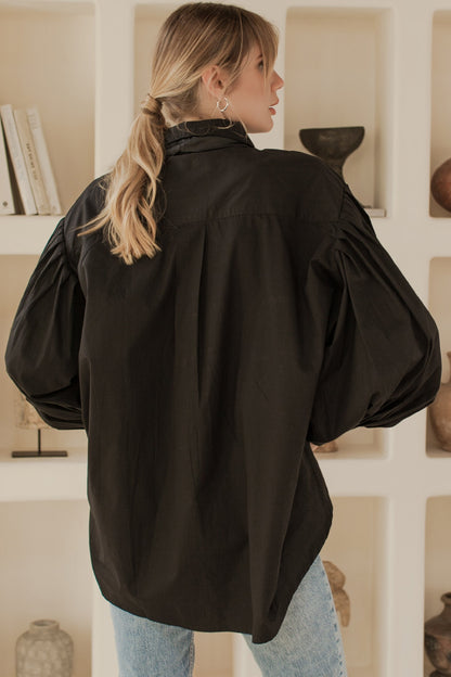 Merci Balloon Sleeve Oversized Shirt -3