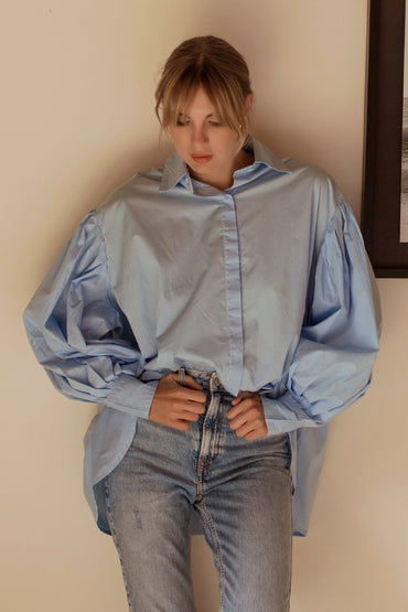 Merci Balloon Sleeve Oversized Shirt -6
