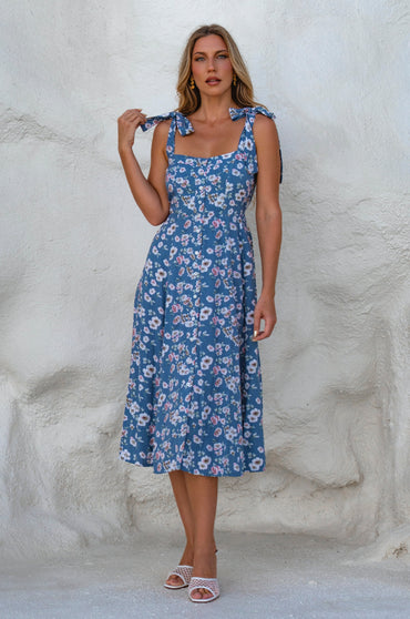 Mia Vita Button Down Dress With Ties-0