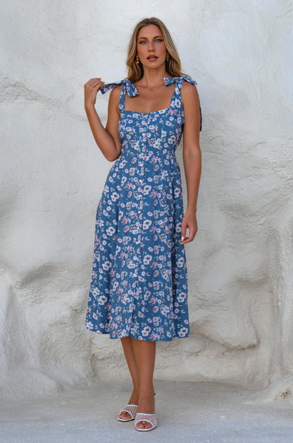 Mia Vita Button Down Dress With Ties-0