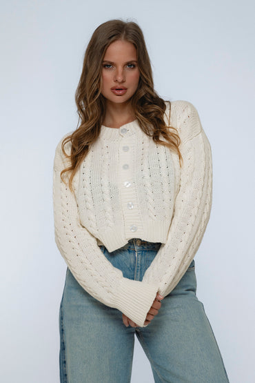 Parisse Cropped Knitted Cardigan-8