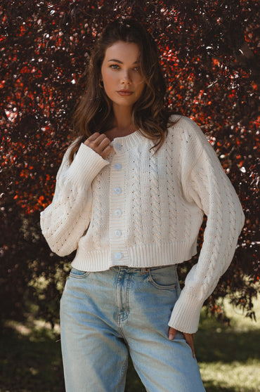 Parisse Cropped Knitted Cardigan-0