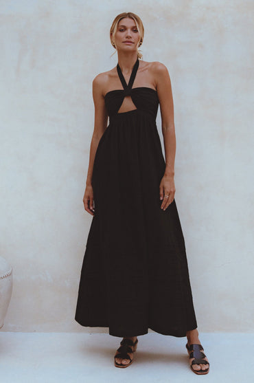 Penelope Halter Linen Maxi Dress-0