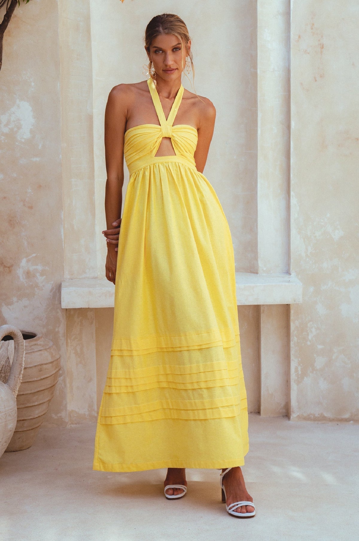 Penelope Halter Linen Maxi Dress-6