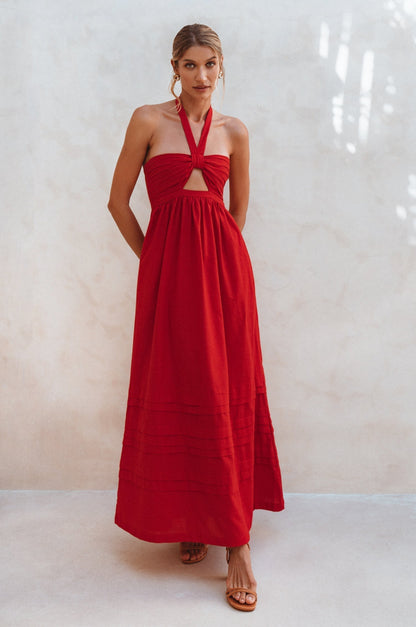 Penelope Halter Linen Maxi Dress-5