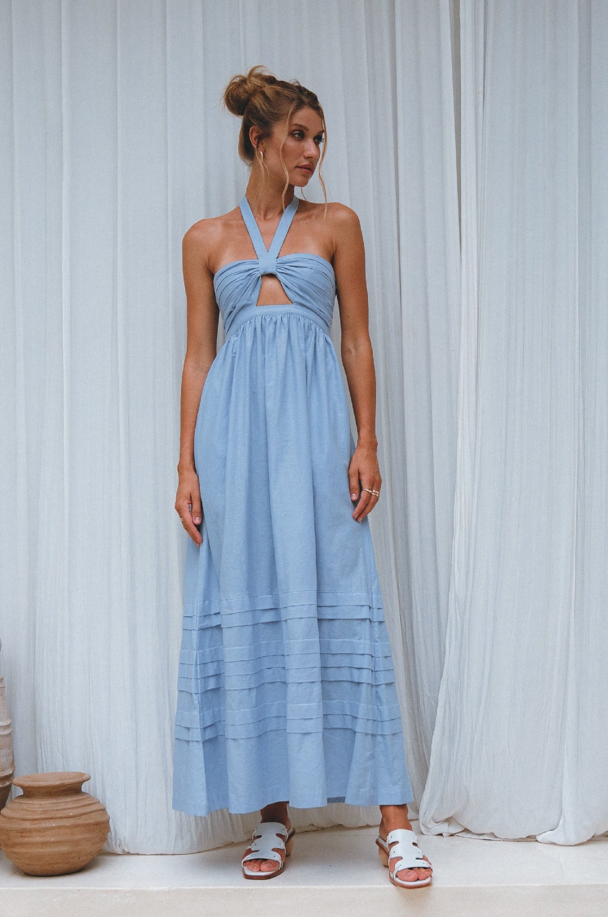 Penelope Halter Linen Maxi Dress-5
