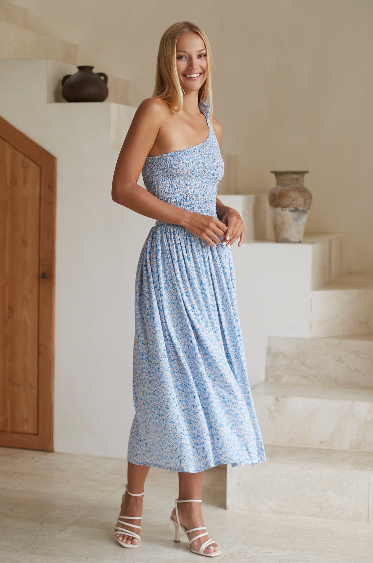 Sienna One-Shoulder Shirred Dress (Sale)-2
