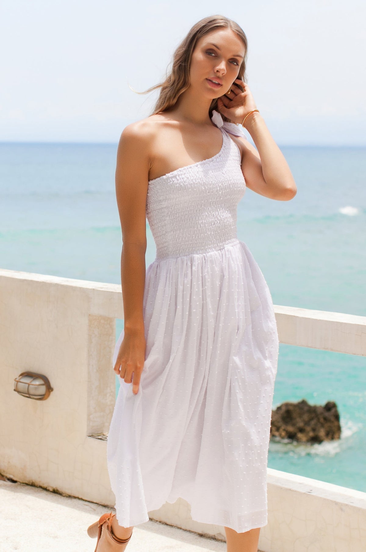 Sienna One-Shoulder Shirred Dress (Sale)-6