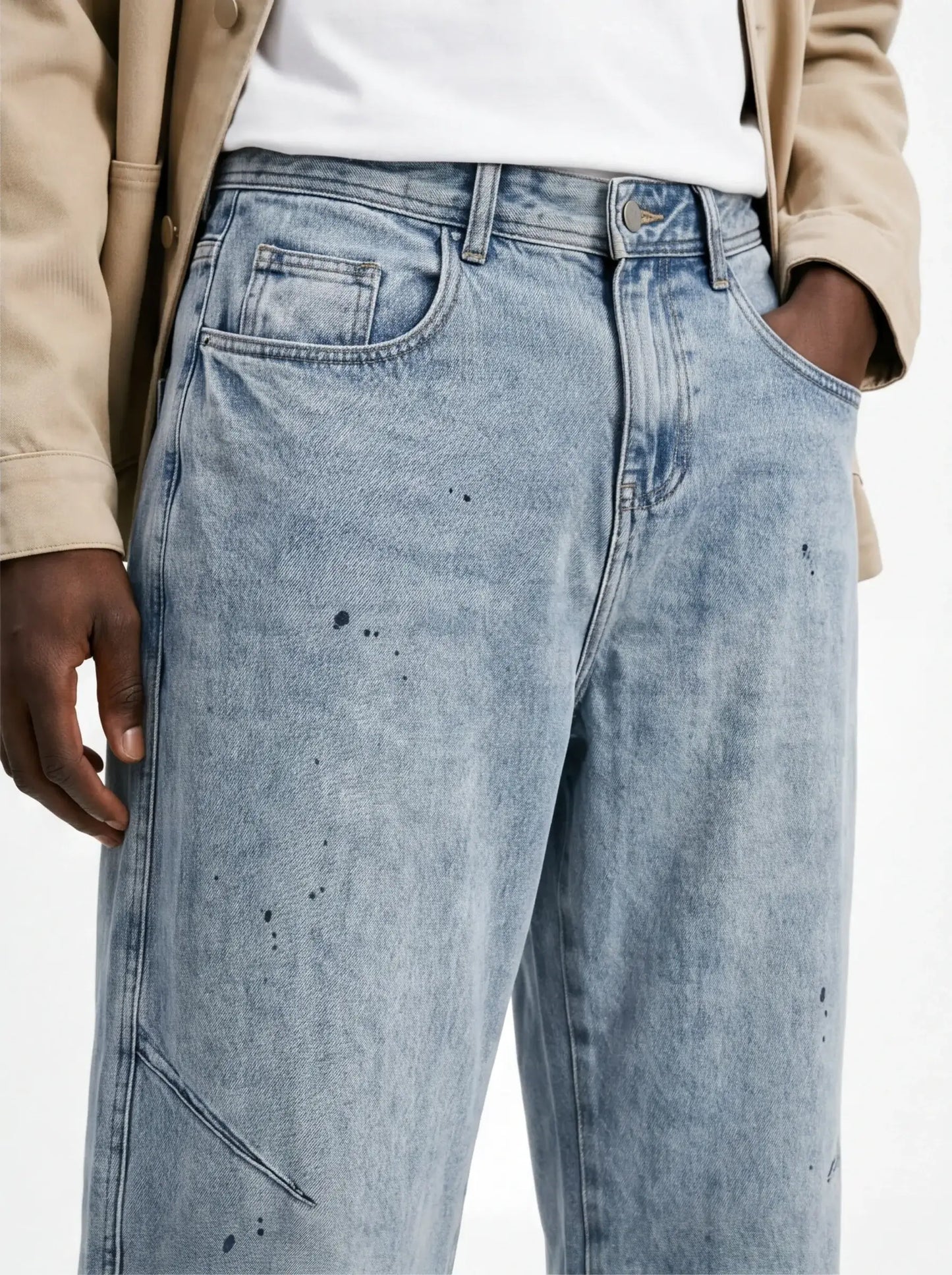 Brushed Dynamic Jeans Men Luxury Streetwear Relaxed Fit Premium Denim-3