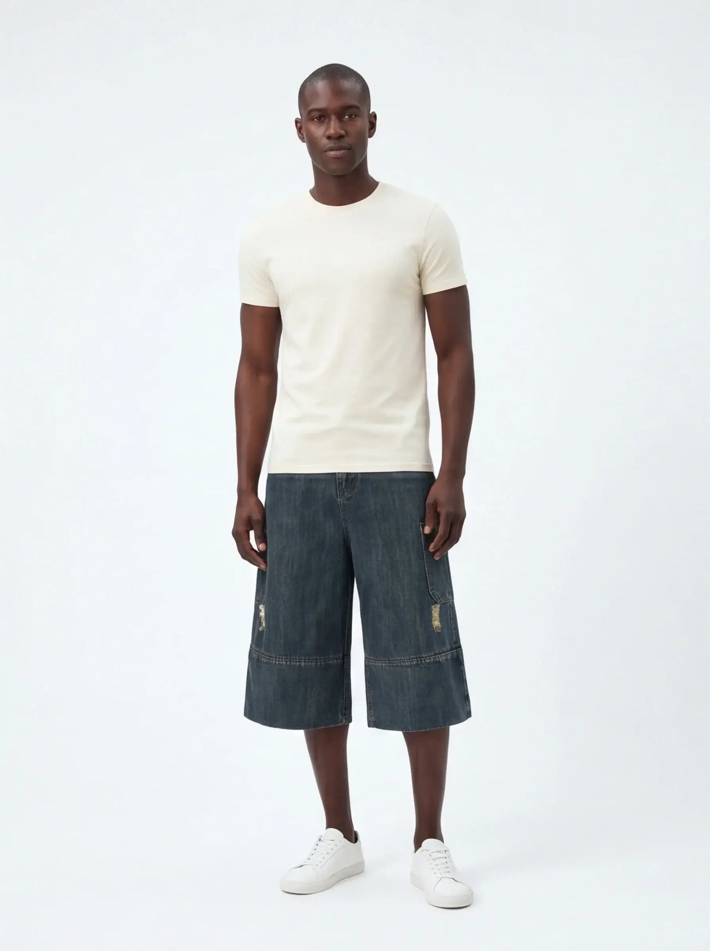 Elevated Egyptian Cotton Three-Quarter Pants Luxury Streetwear for Men-1
