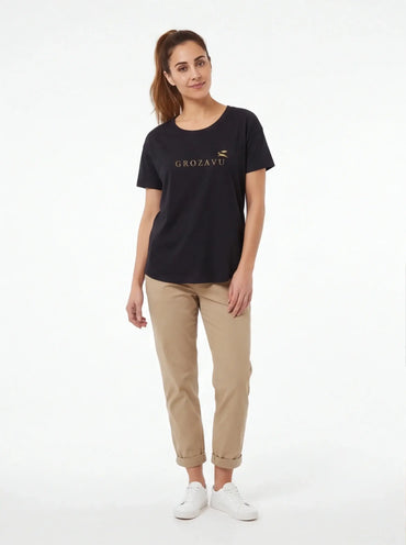 High Exclusive Tee Luxury Streetwear Women’s Black Tailored Fit Grozavu Icons-1